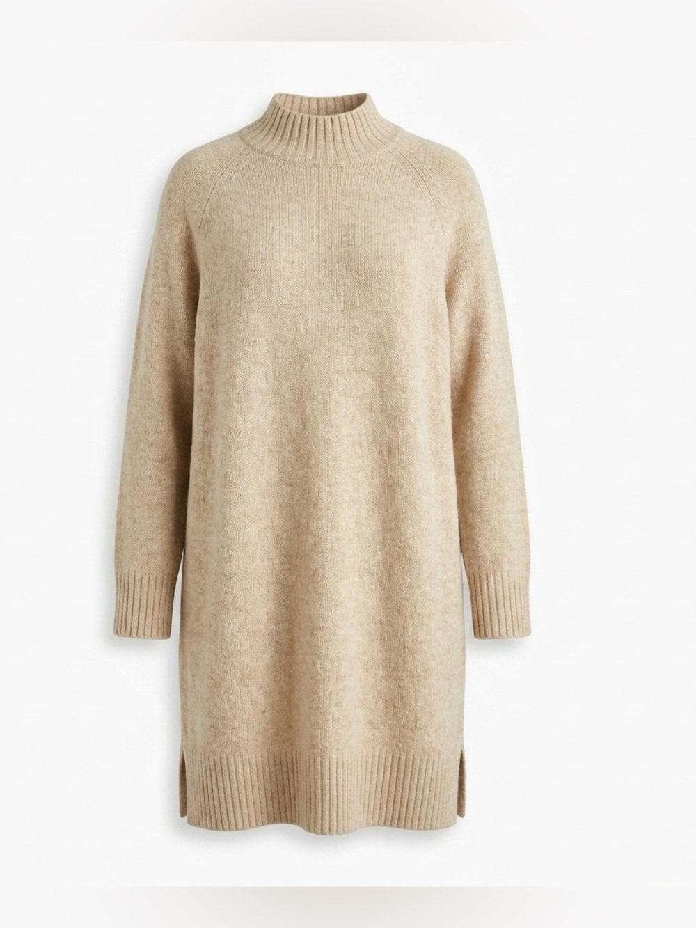 Cozy Beige Turtleneck Sweater Dress - Neutral Knit